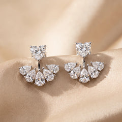 3.1 CT Heart & Pear Diamond Cluster Earrings
