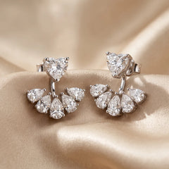 3.1 CT Heart & Pear Diamond Cluster Earrings
