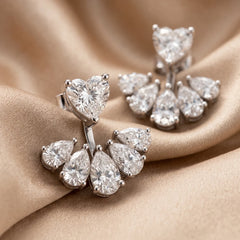 3.1 CT Heart & Pear Diamond Cluster Earrings