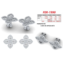 1.11 CT Marquise Diamond Clover Earrings