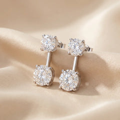 9.00 CT Round Cut Diamond Double Solitaire Drop Earrings