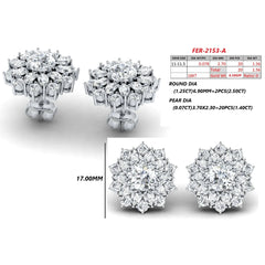 5.46 CT Round & Pear Diamond Floral Studs