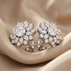 5.46 CT Round & Pear Diamond Floral Studs