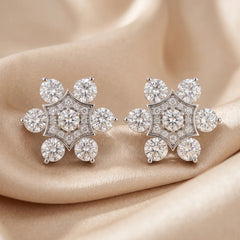6.02 CT Round Diamond Floral Studs