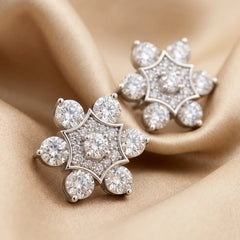 6.02 CT Round Diamond Floral Studs