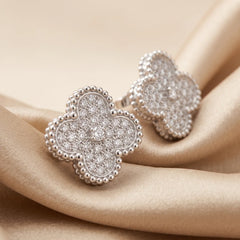 1.02 CT Round Diamond Clover Stud Earrings