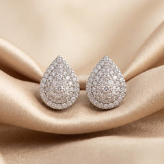 0.81 CT Round Diamond Pear Stud Earrings