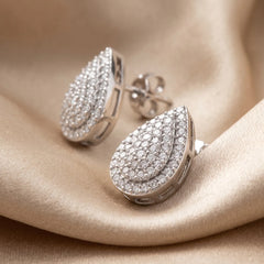 0.81 CT Round Diamond Pear Stud Earrings