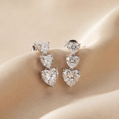 3.50 CT Heart Cut Diamond Triple Drop Earrings