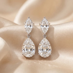 3.80 CT Pear & Marquise Diamond Drop Earrings