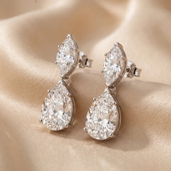3.80 CT Pear & Marquise Diamond Drop Earrings