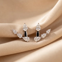 3 CT Pear Diamond Ear Jacket Earrings