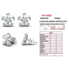 2.54 CT Pear & Round Cut Diamond Petal Studs
