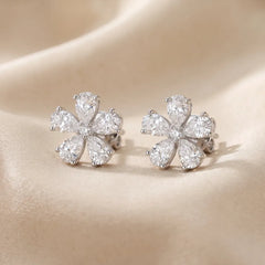 2.54 CT Pear & Round Cut Diamond Petal Studs