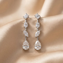 3.60 CT Multi Shape Diamond Drop Earrings