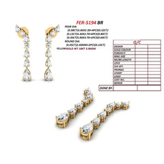 1.82 CT Pear & Round Diamond Drop Earrings