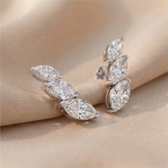 2.8 CT  Marquise Three Diamond Earrings