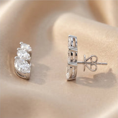 2.8 CT  Marquise Three Diamond Earrings