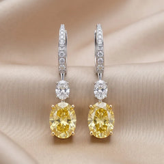 4.82 CT Oval-Cut Two-Tone Drop Earrings