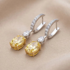 4.82 CT Oval-Cut Two-Tone Drop Earrings