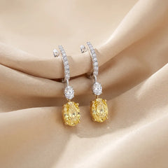 4.82 CT Oval-Cut Two-Tone Drop Earrings