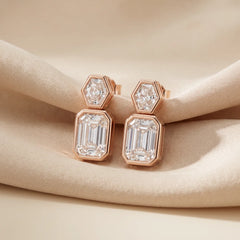 3.00 CT Emerald-cut & Hexagon Diamond Drop Earrings