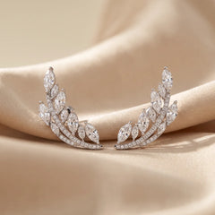 2.43 CT Marquise Diamond Leaf Climber Earrings