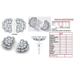 0.99 CT Pear & Round-Cut Diamond Floral Cluster Stud Earrings