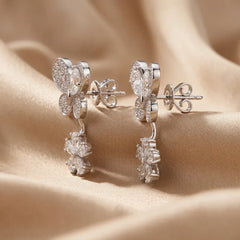 2.29 CT Pear & Round Diamond Butterfly Flower Drop Earrings