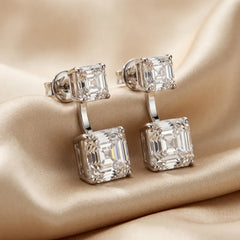 16.00 CT Asscher-cut Diamond Drop Earrings