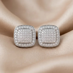 0.70 CT Diamond Cushion Pavé Stud Earrings