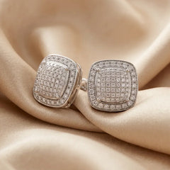 0.70 CT Diamond Cushion Pavé Stud Earrings