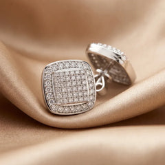 0.70 CT Diamond Cushion Pavé Stud Earrings