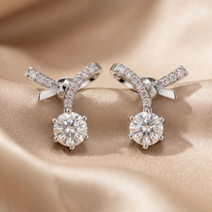 0.53 CT Round Diamond Ribbon Drop Earrings
