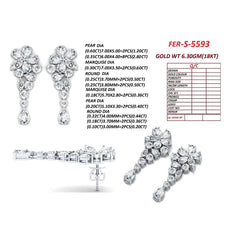 7.36 CT Pear, Marquise & Round Diamond Floral Drop Earrings