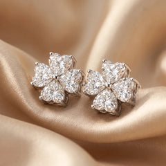 1.20 CT Heart Diamond Clover Studs