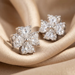 1.20 CT Heart Diamond Clover Studs
