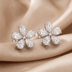 3.03 CT Pear & Round Diamond Floral Studs