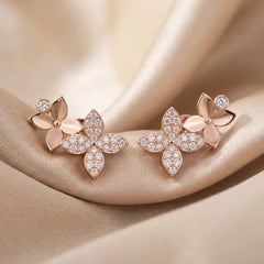 0.36 CT Diamond Twin Flower Stud Earrings