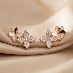 0.36 CT Diamond Twin Flower Stud Earrings