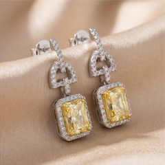 2.49 CT Radiant & Round-Cut Two-Tone Earrings