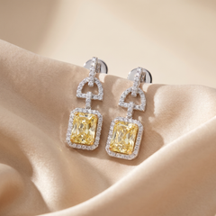 2.49 CT Radiant & Round-Cut Two-Tone Earrings