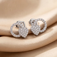 0.56 CT Round-Cut Diamond Heart Lock Stud Earrings
