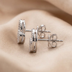 0.56 CT Round-Cut Diamond Heart Lock Stud Earrings