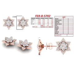 1.33 CT Diamond Lotus Flower Stud Earrings