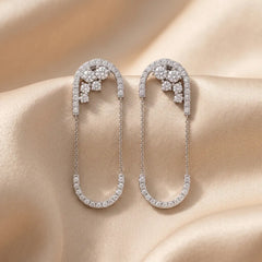 0.65 CT Round-Cut Diamond Pavé Chain Link Drop Earrings