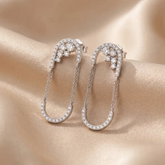 0.65 CT Round-Cut Diamond Pavé Chain Link Drop Earrings