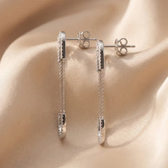 0.65 CT Round-Cut Diamond Pavé Chain Link Drop Earrings