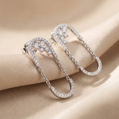 0.65 CT Round-Cut Diamond Pavé Chain Link Drop Earrings