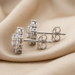 2.08 CT Round & Marquise Diamond Cluster Stud Earrings